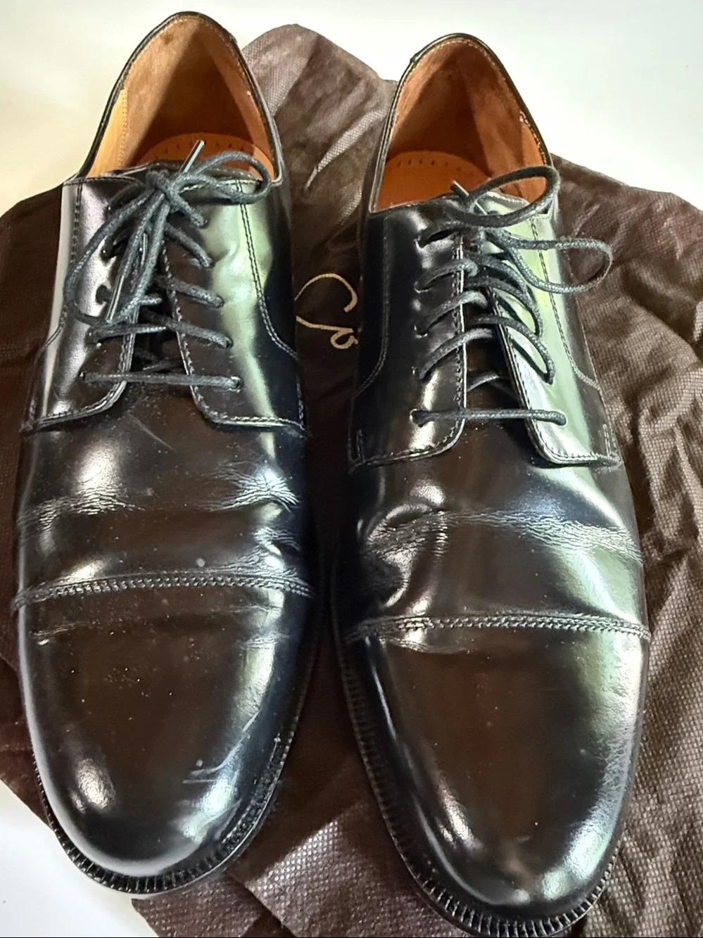 Cole Haan Men's Black Leather Cap Toe Derby Dress Shoes size 13